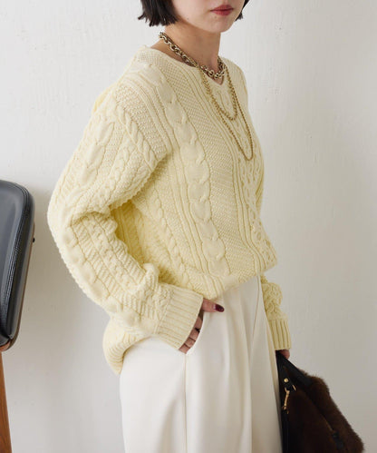 麻花V領針織衫