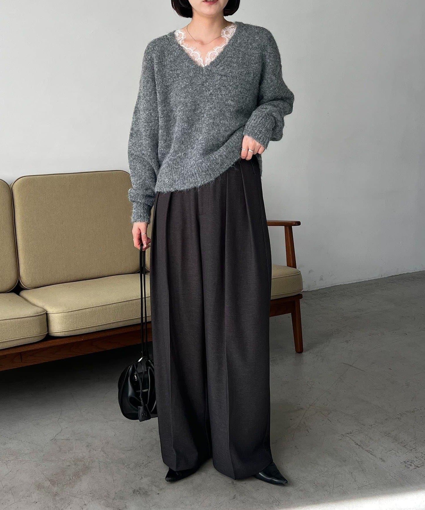 蕾絲裝飾針織衫