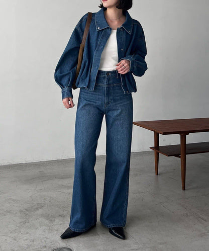 【有多種尺碼】圓領牛仔夾克