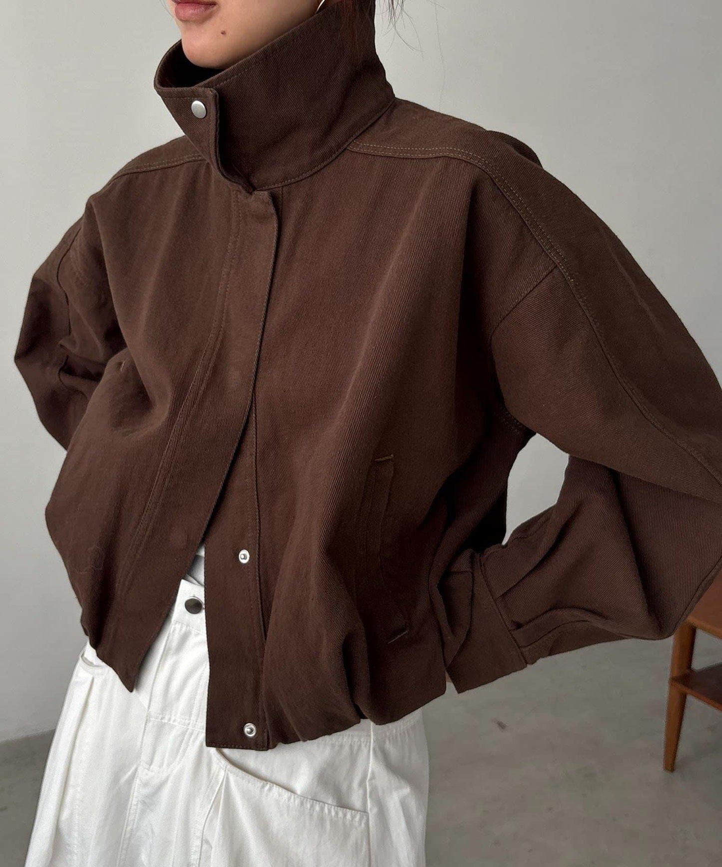 【有多種尺碼】圓領牛仔夾克