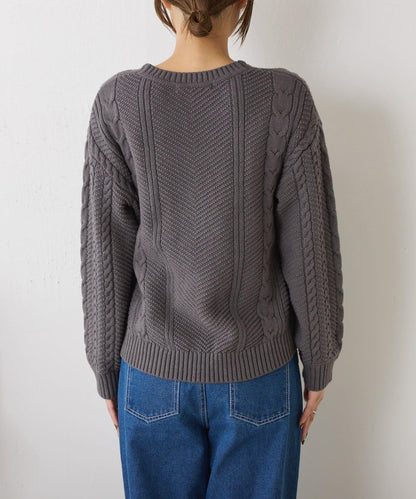 麻花V領針織衫