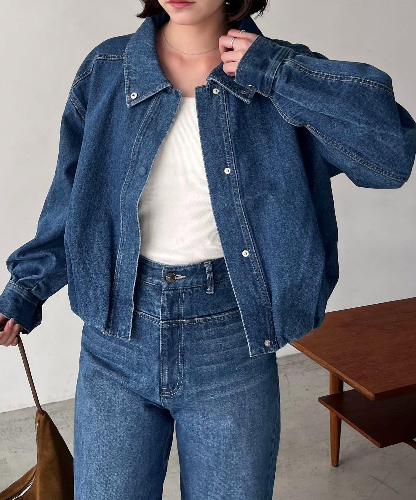 【有多種尺碼】圓領牛仔夾克