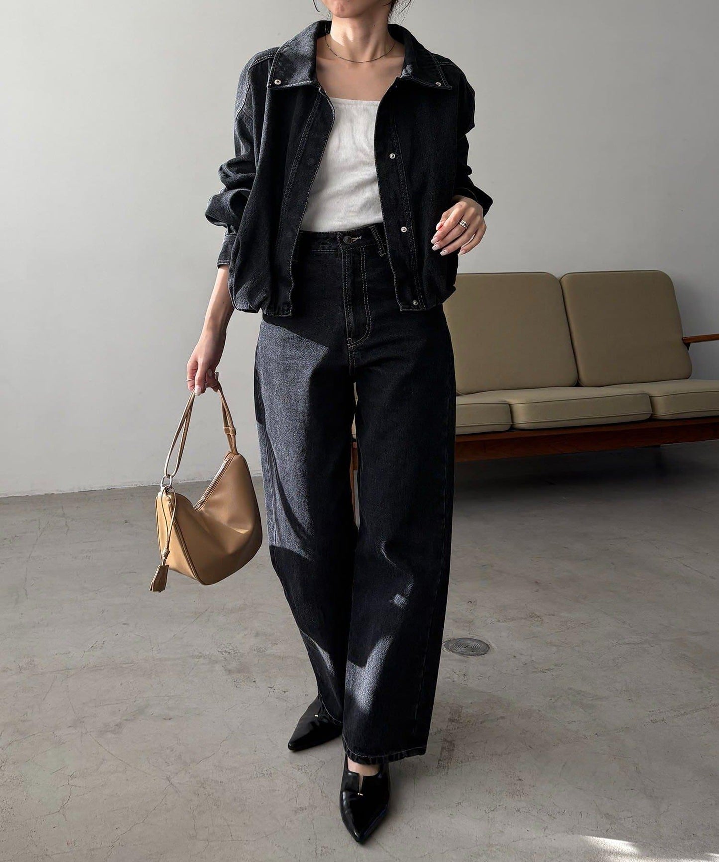 【有多種尺碼】圓領牛仔夾克