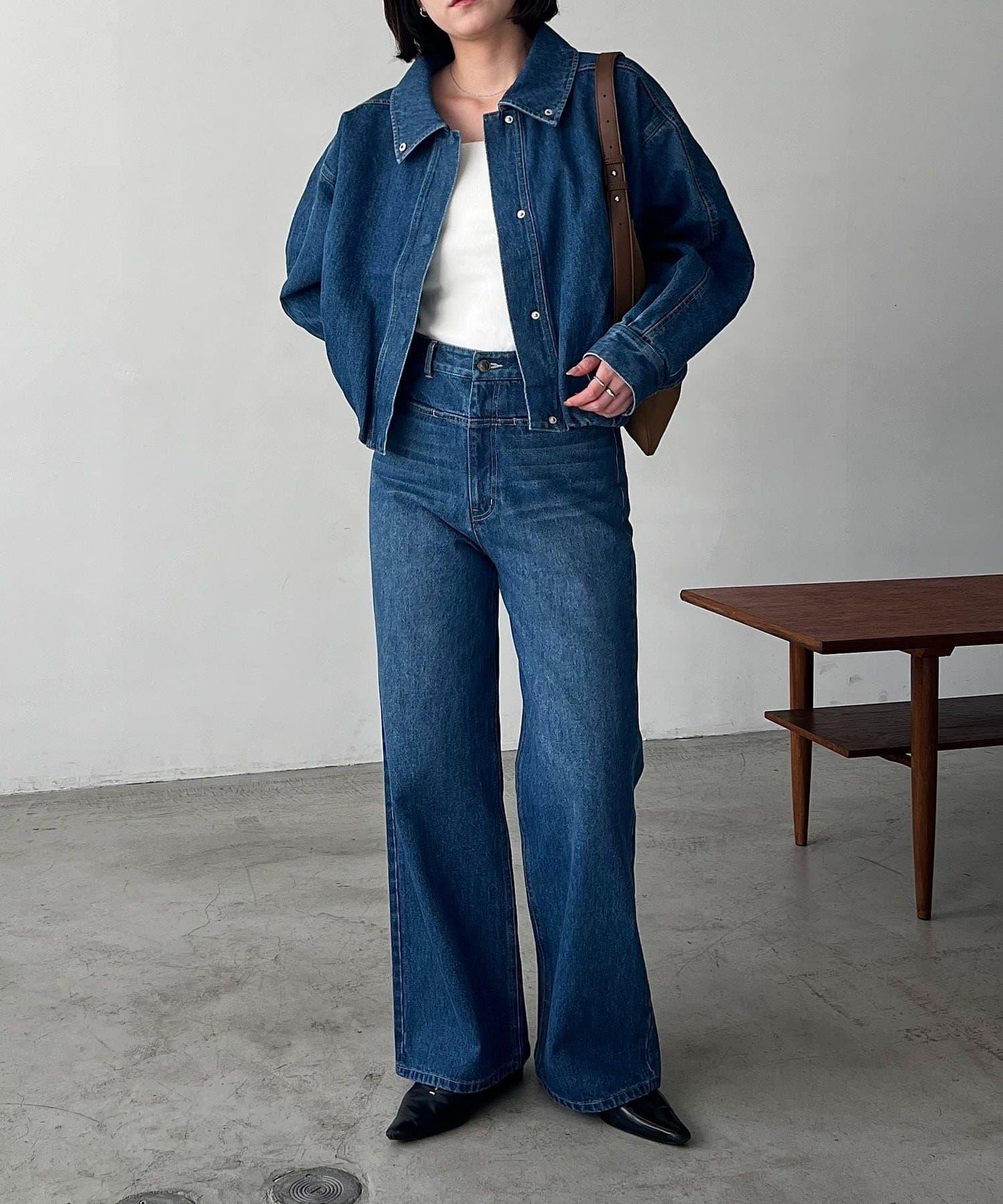 【有多種尺碼】圓領牛仔夾克