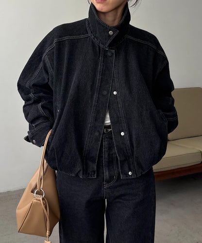 【有多種尺碼】圓領牛仔夾克