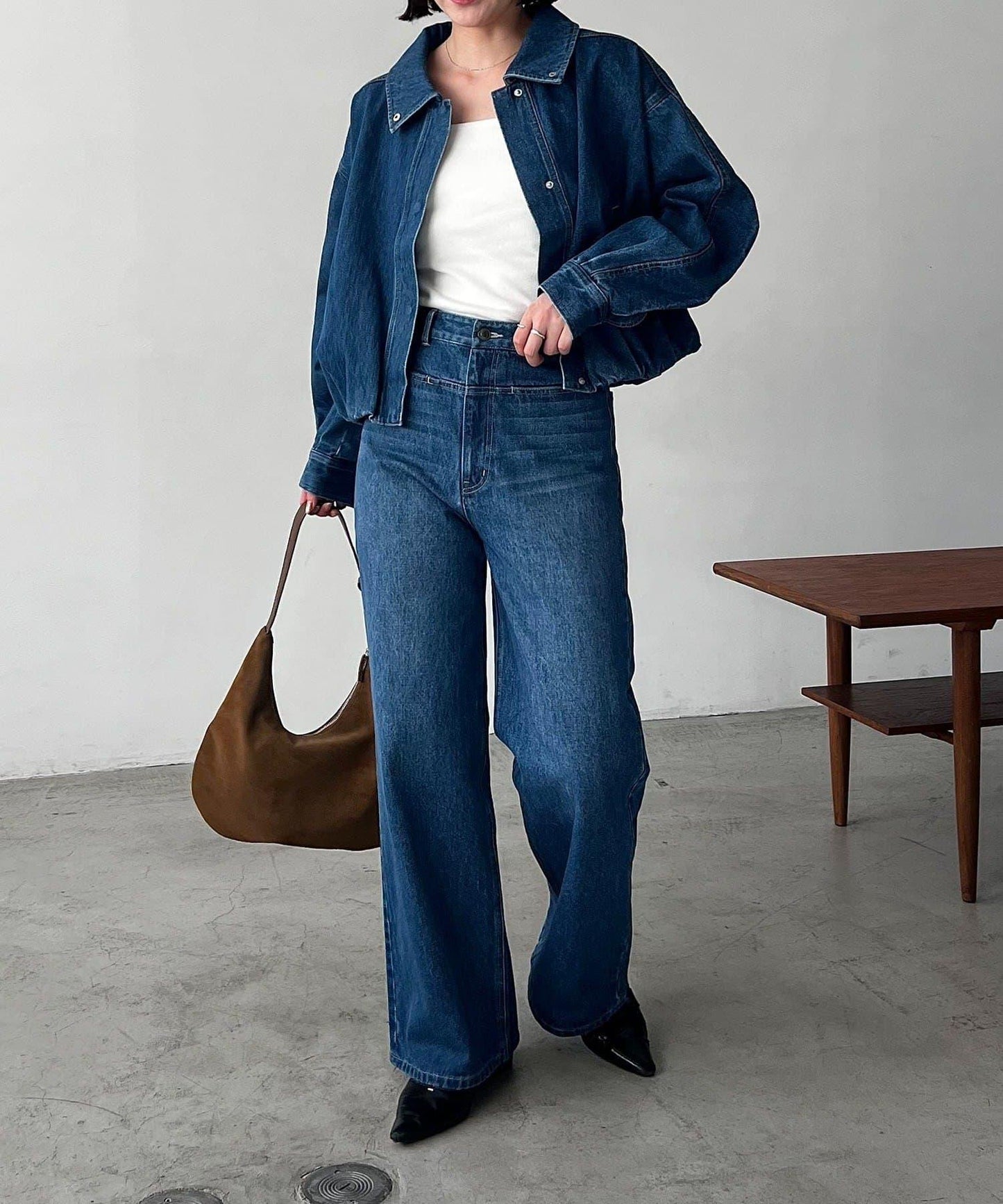 【有多種尺碼】圓領牛仔夾克