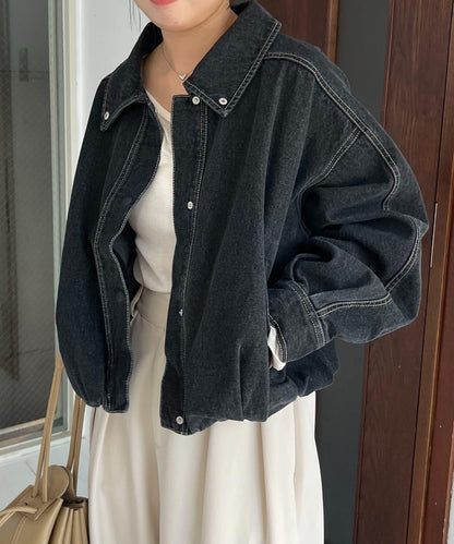 【有多種尺碼】圓領牛仔夾克