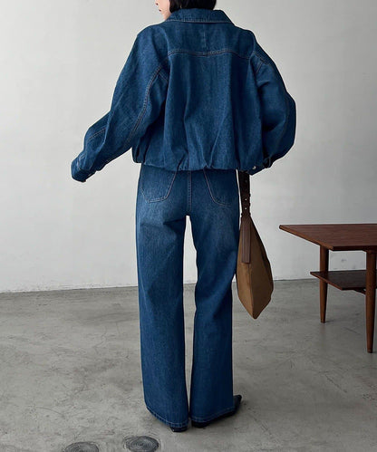 【有多種尺碼】圓領牛仔夾克