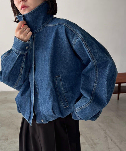 【有多種尺碼】圓領牛仔夾克