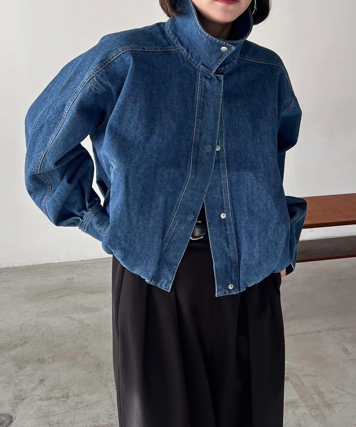 【有多種尺碼】圓領牛仔夾克