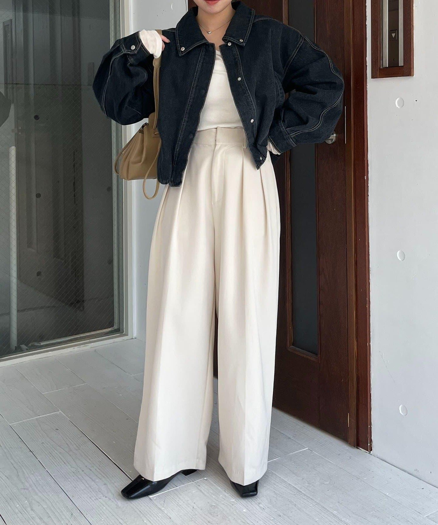 【有多種尺碼】圓領牛仔夾克