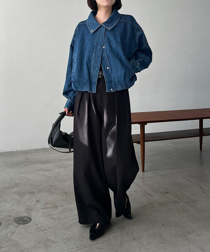 【有多種尺碼】圓領牛仔夾克