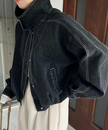 【有多種尺碼】圓領牛仔夾克
