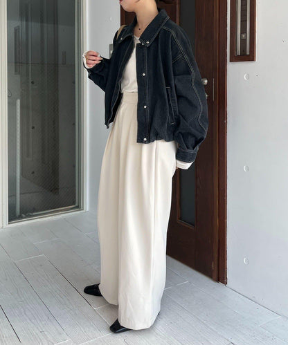 【有多種尺碼】圓領牛仔夾克