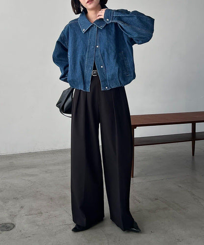 【有多種尺碼】圓領牛仔夾克