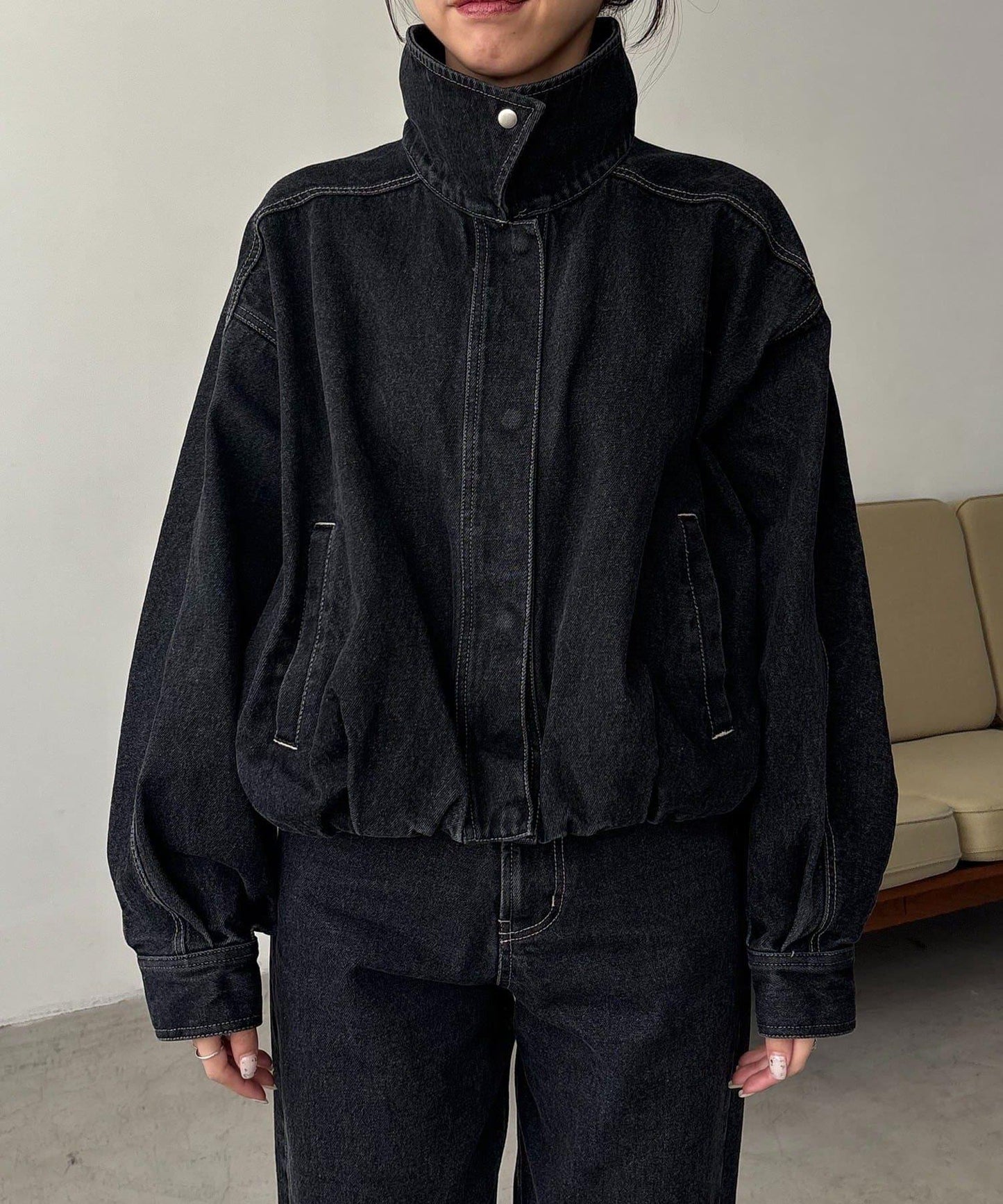 【有多種尺碼】圓領牛仔夾克