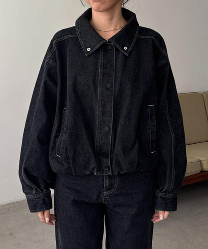【有多種尺碼】圓領牛仔夾克