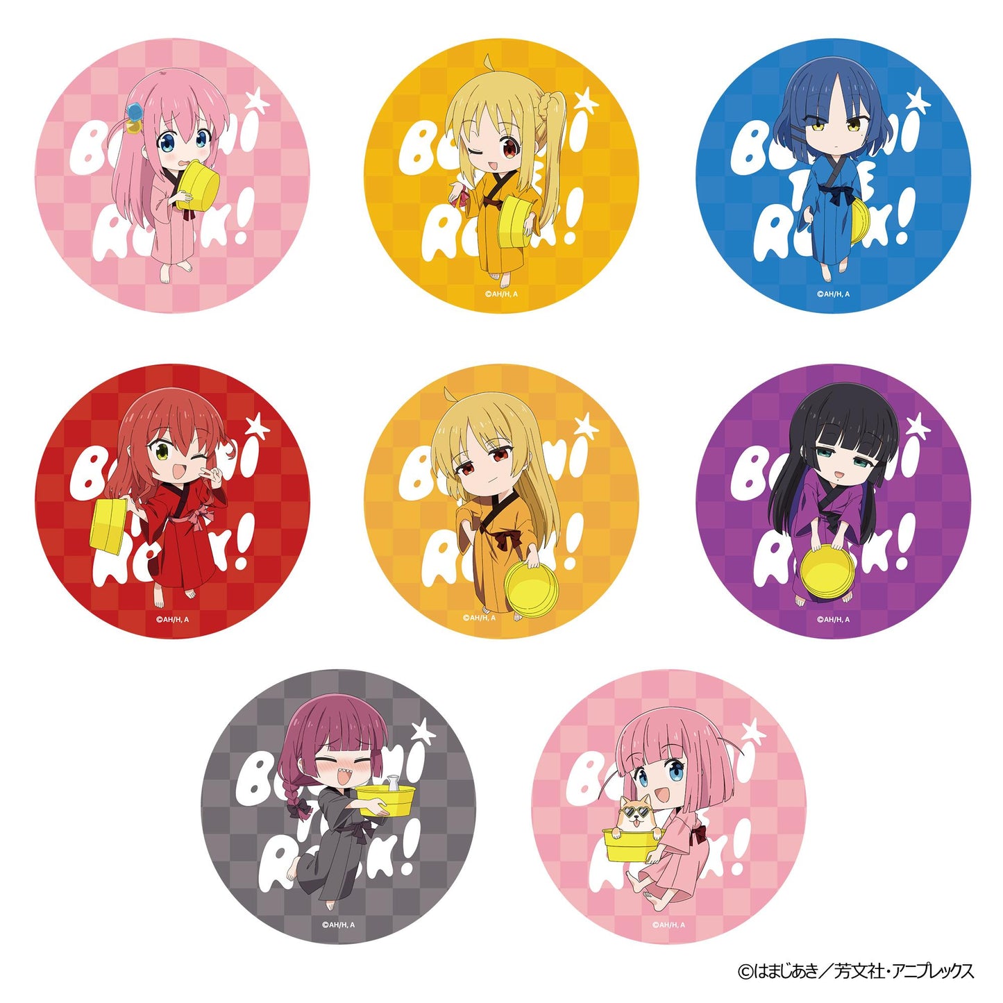 《孤獨搖滾!》浴衣溫泉系列 隨機徽章（共8款）【BOX／8個裝】