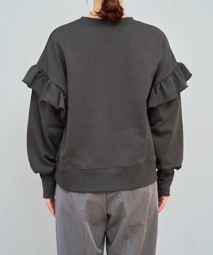 荷葉邊肩部內刷毛套頭衫（衛衣）