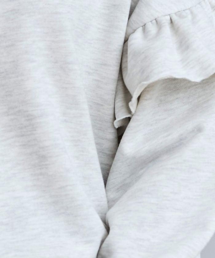 荷葉邊肩部內刷毛套頭衫（衛衣）