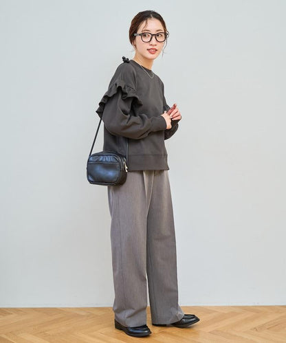 荷葉邊肩部內刷毛套頭衫（衛衣）