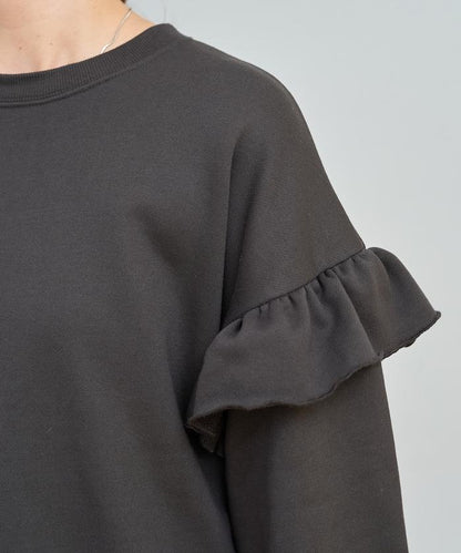 荷葉邊肩部內刷毛套頭衫（衛衣）