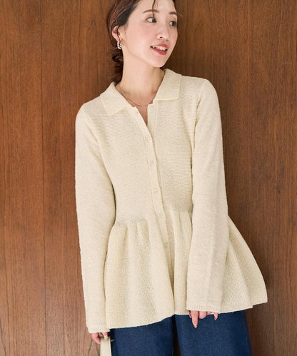 帶領亮片荷葉邊開衫