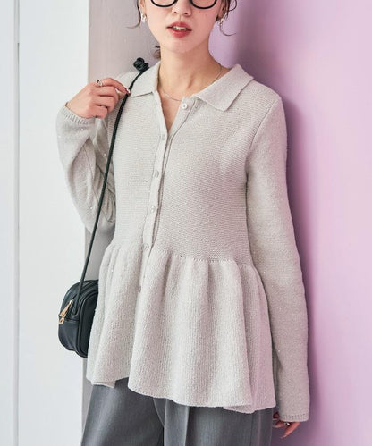 帶領亮片荷葉邊開衫