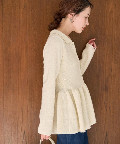 帶領亮片荷葉邊開衫