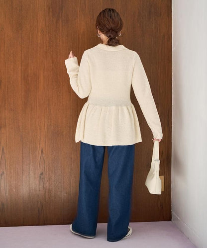 帶領亮片荷葉邊開衫