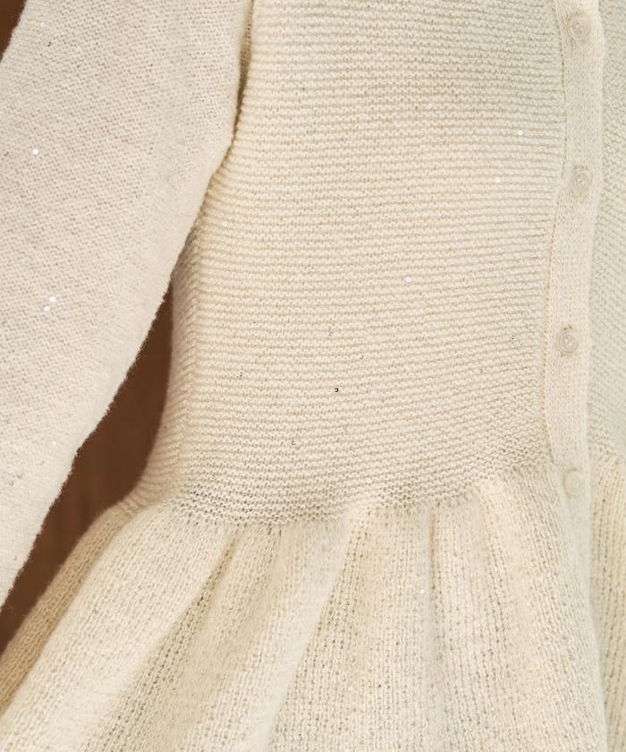 帶領亮片荷葉邊開衫