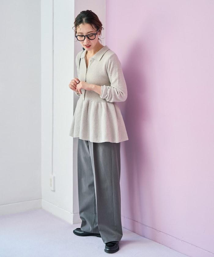 帶領亮片荷葉邊開衫