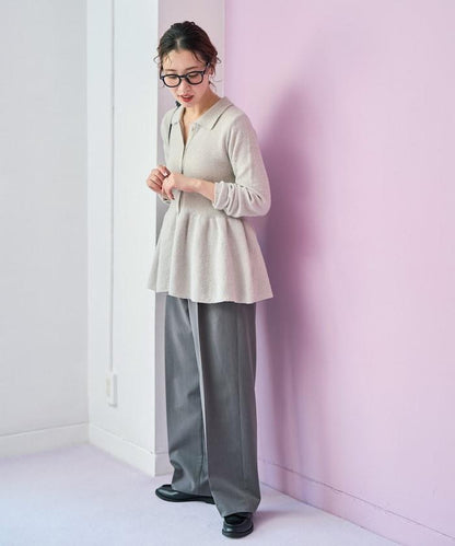 帶領亮片荷葉邊開衫