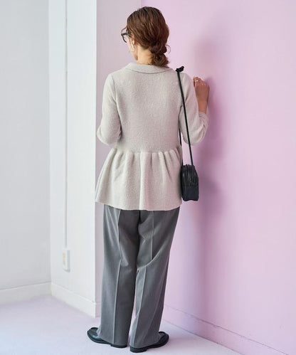 帶領亮片荷葉邊開衫