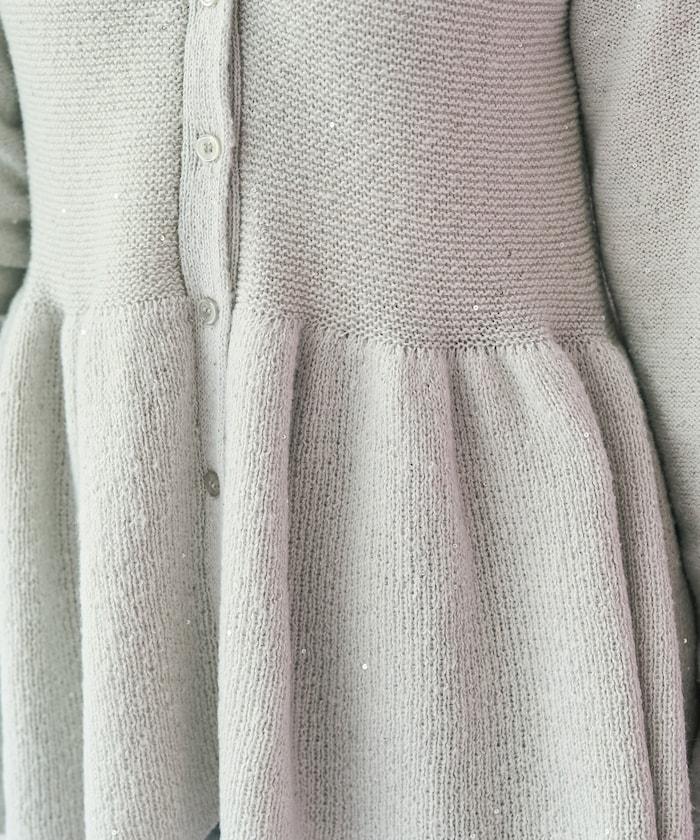 帶領亮片荷葉邊開衫