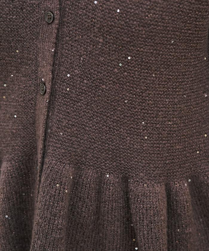 帶領亮片荷葉邊開衫