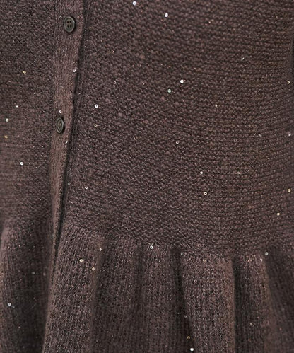 帶領亮片荷葉邊開衫