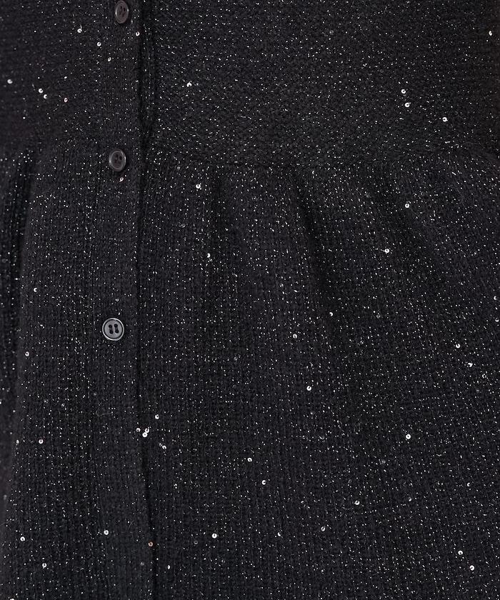 帶領亮片荷葉邊開衫