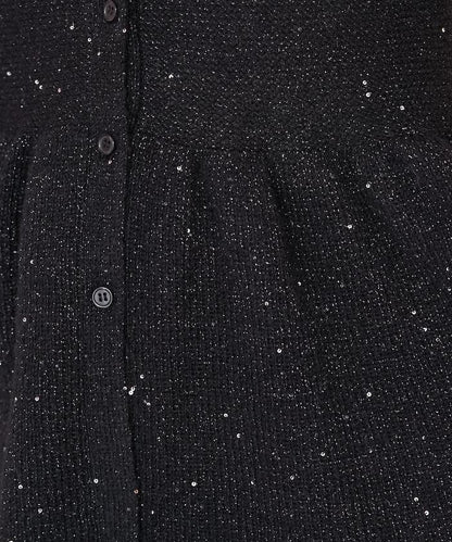 帶領亮片荷葉邊開衫