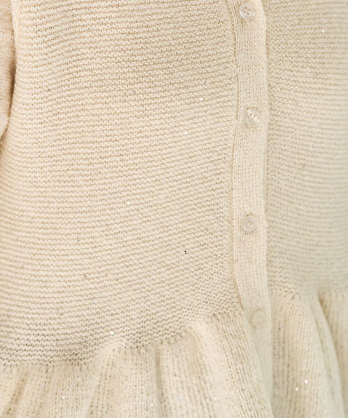 帶領亮片荷葉邊開衫