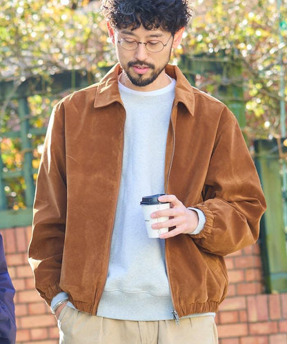 寬鬆版型仿皮絨拉鍊短款夾克