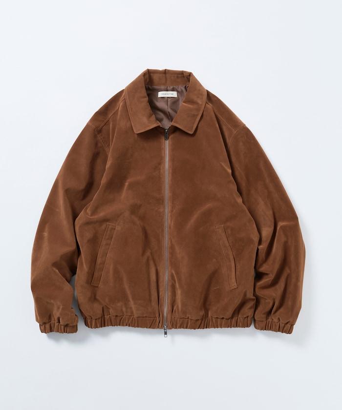 寬鬆版型仿皮絨拉鍊短款夾克