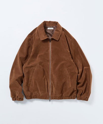 寬鬆版型仿皮絨拉鍊短款夾克