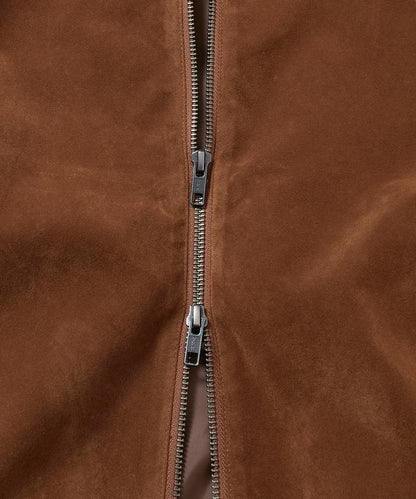 寬鬆版型仿皮絨拉鍊短款夾克