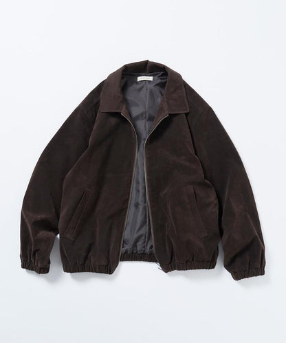 寬鬆版型仿皮絨拉鍊短款夾克