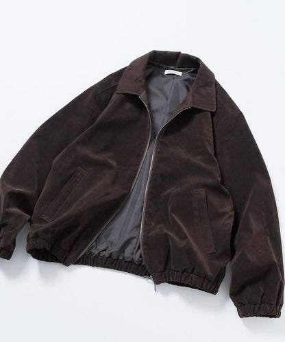 寬鬆版型仿皮絨拉鍊短款夾克