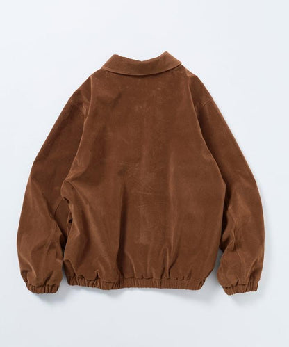 寬鬆版型仿皮絨拉鍊短款夾克