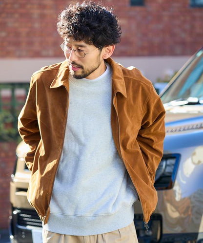 寬鬆版型仿皮絨拉鍊短款夾克