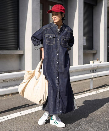 特別款牛仔襯衫連衣裙