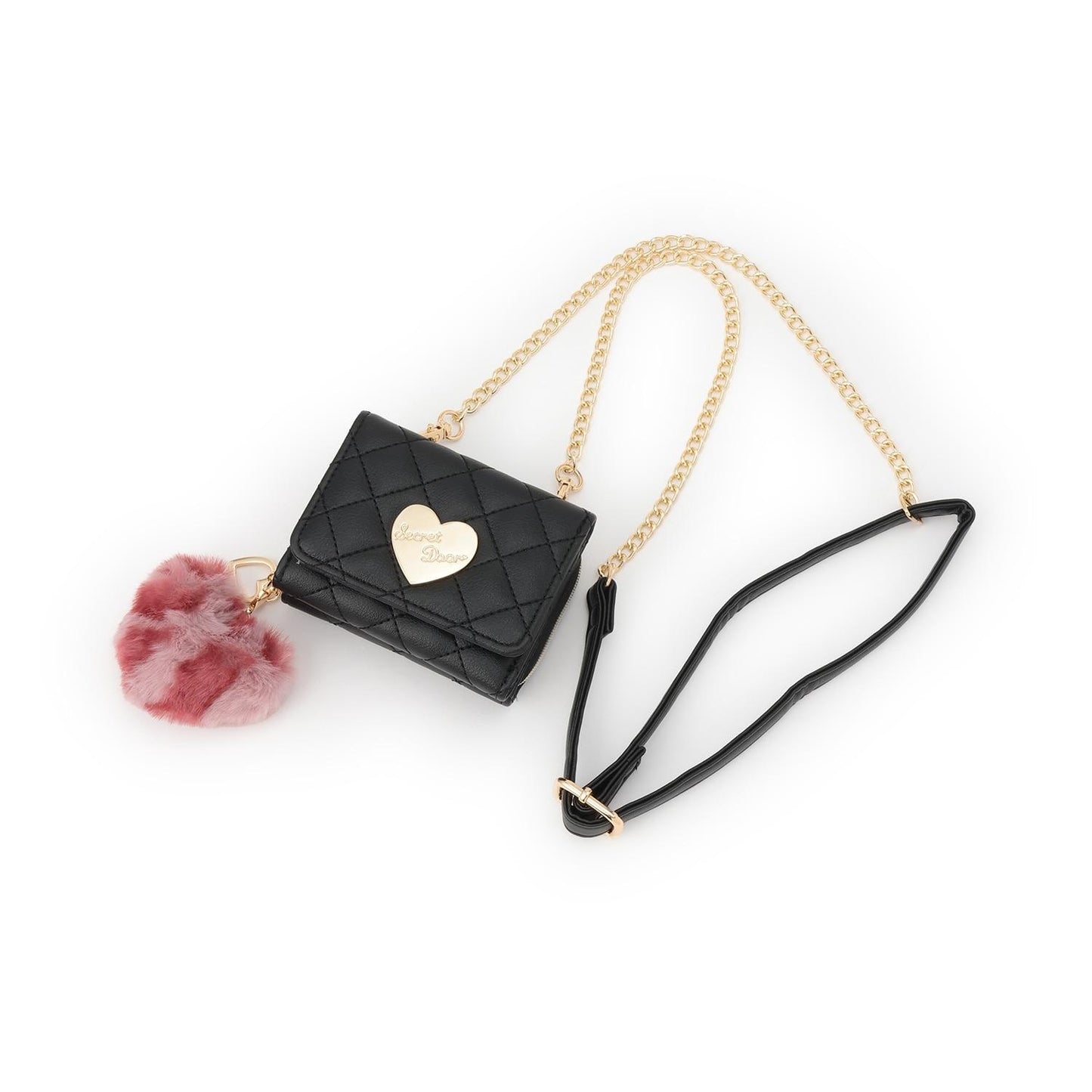 愛心毛絨鏈條錢包